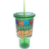 Silver Buffalo NT2617 Nickelodeon TMNT Character Swipe Jumbo Cold Cup with Lid and Straw, 32 oz, Multicolor