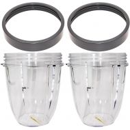 Blendin 2 Pack 18 Ounce Short Capacity Cup with Lip Rings, Compatible with Nutribullet 600W 900W Blenders