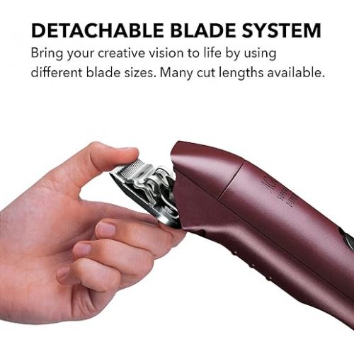  Andis 23375 Professional UltraEdge Super 2-Speed Detachable Blade Clipper - Rotary Motor with Shatter-Proof Housing, Runs Calm & Silent, 14-Inch Cord - for All Coats & Breeds - 120 Volts, Burgundy