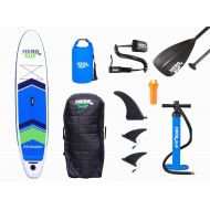 Hero SUP 112 Crusader Inflatable SUP All-Around Stand Up Paddle Board, Rolling Backpack, 3-Piece Paddle, 3 Removable Fins, Dual Action Hand Pump, Includes New 10 Leash & 15L Dry Ba
