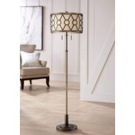 Destry 2-Light Floor Lamp with Faux Wood and Bronze Finish - Franklin Iron Works