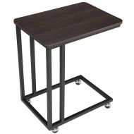 VASAGLE Mobile Snack Table Sofa Side Table for Coffee or Laptop with Metal Frame and Casters Modern Piece ULNT50Z