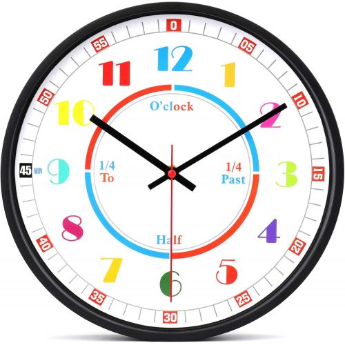  [아마존베스트]LAWEI 12 Inch Telling Time Teaching Clock - Teachers Choice Education Wall Clock Silent Wall Clock for Kids Educational Tool for Homeschool, Classroom, Teachers and Parent
