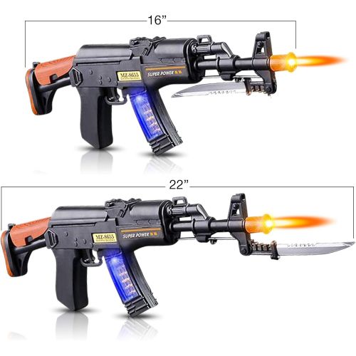  Light Up Toy Machine Gun with Folding Bayonet by ArtCreativity, Cool LED, Sound and Vibration Effect, 16 Inch Pretend Play Military Submachine Pistol, Great Gift for Boys and Girls