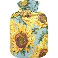 hot Water with Soft Cover 2L fashy ice Packs for Hot and Cold Therapies Watercolor Rustic Farmhouse Sunflower Wildflowers Meadow Flowers