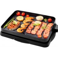 N++A Indoor Grill Electric Korean BBQ Grill Nonstick 1500W, Removable Griddle Contact Grilling with Smart 5-Heat Temp Controller, kbbq Fast Heat Up Family Size Mini 14 inch Tabletop Pla