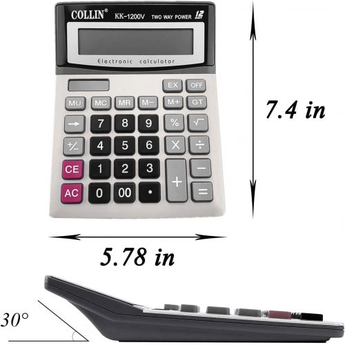  Septo Desk Calculator, 12-Digit Solar Battery Office Calculator with Large LCD Display Big Sensitive Button, Dual Power Desktop Calculators