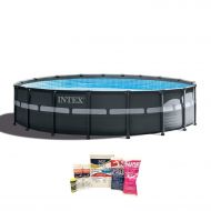 Intex 26329EH 18ft x 52in Ultra XTR Round Swimming Pool, 120V 1,600 GPH Sand Filter Pump, Ladder, and QLC-42003 Cleaning Kit