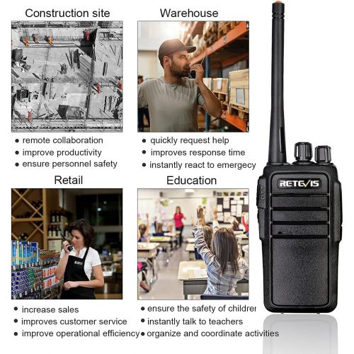  Retevis RT21 2 Way Radio Long Range, Walkie Talkies for Adults, Heavy Duty Rechargeable Two Way Radios with Six-Way Charger, for Manufacturing Education Government(6 Pack)