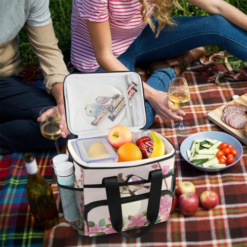 ALAZA Spring Sakura Flowers are Blooming Large Cooler Lunch Bag, Waterproof Cooler Bag for Camping, Picnic, BBQ, Family Outdoor Activities
