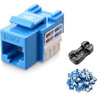 Cable Matters UL Listed 50-Pack RJ45 Keystone Jack, Cat6 Keystone Jacks in Blue and Keystone Punch-Down Stand
