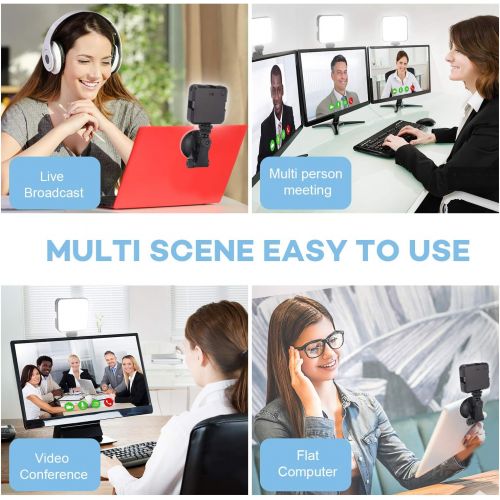  Video Conference Lighting Kit, ATKAN Light for Video Conferencing, Broadcast Lighting Kit for Video Conferencing, Remote Working, Zoom Calls, Microsoft Teams, Live Streaming Black