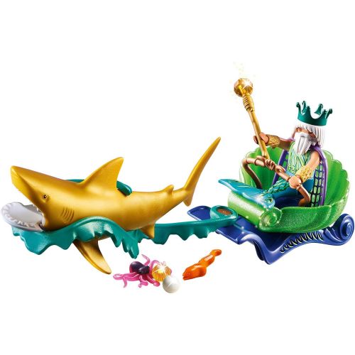 플레이모빌 PLAYMOBIL Mermaid King of the Sea with Shark Carriage, Colourful (70097)