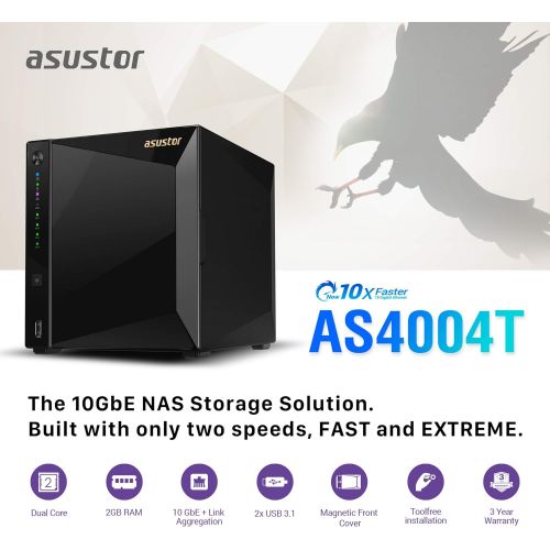  Asustor AS4002T + AS-T10G, 2-Bay 10GbE NAS + 10GbE PCI-E Network Card (for Computer) Bundle