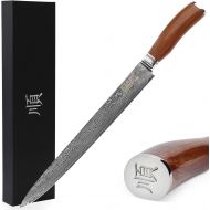 YOUSUNLONG Meat Carving Knife Sashimi Knives 12 Inch Pro Damascus Hammered Natural Bloodwood Handle