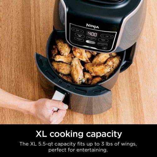 닌자 Ninja AF150AMZ Air Fryer XL, 5.5 Qt. Capacity that can Air Fry, Air Roast, Bake, Reheat & Dehydrate, with Dishwasher Safe, Nonstick Basket & Crisper Plate and a Chef-Inspired Recip