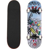 F&FSH Skateboards, (Cross Pattern) Professional Four-Wheel 31-inch 7-Layer Maple Double Tilt Skateboard Suitable for Young Adults