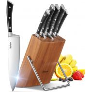 [아마존베스트]Yabano Knife Set High Carbon Stainless Steel Kitchen Knife Set 16 PCS, Super Sharp, Upgraded Anti-rust Cutlery Knife Set with Wood Block, Steak Knives and Knife Sharpener, Black