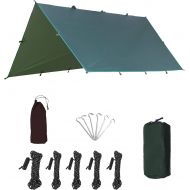HIKEMAN Waterproof Camping Tent Tarp Hammock Rain Fly - 118”x125”/177”x216”,Lightweight UV Protection Sun Shade Canopy,Multifunctional Footprint for Hiking,Backpacking (Green 9.8X 10ft)