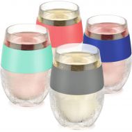 [아마존베스트]HOST Cooling Cup, Set of 4 Double Wall Insulated Freezable Drink Chilling Tumbler with Freezing Gel, Glasses for Red and White Wine, 8.5 oz, Assorted Colors