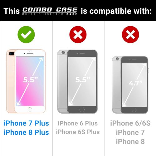  [아마존베스트]Aduro Holster Case for iPhone 8 Plus/iPhone 7 Plus (5.5) Combo Shell & Holster Slim Shell Case with Built-in Kickstand + Swivel Belt Clip Holster for Apple iPhone 8 Plus and iPhone