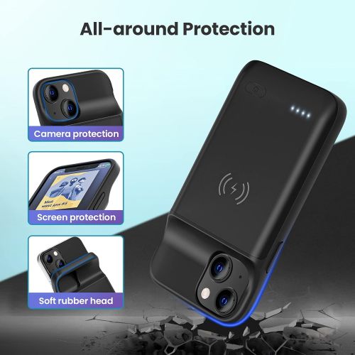  [아마존베스트]NEWDERY Battery Case Compatible with iPhone 12 Mini, 4700mAh Portable Rechargeable Battery Pack, Wireless Charging Case Extended Battery Charger Case for iPhone 12 Mini（5.4“）