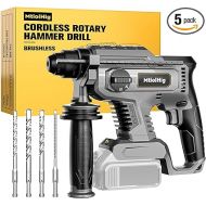 Rotary Hammer Drill for Dewalt 20V MAX Battery, Brushless Cordless with Safety Clutch for Concrete/Masonry, 2.5 Joules, 1500 RPM, 4 Application Modes with 360°Auxiliary Handle, Including 4 Drill Bits.