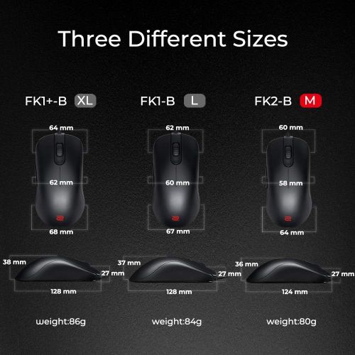 벤큐 BenQ Zowie FK2-B Symmetrical Gaming Mouse for Esports Professional Grade Performance Driverless Matte Black Coating Medium Size