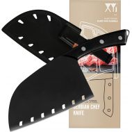 XYJ 3CR13 Stainless Steel Serbian Chef Knife Butcher Knife Full Tang Kitchen Knife with Plastic Carrying Knife Edge Guard for Camping Hunting Outdoor Survival