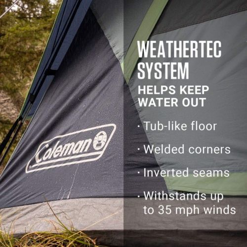 콜맨 Coleman Skydome 6 Person WeatherTec Easy Assembly Outdoor Family Camping Hiking Dome Tent, Blackberry