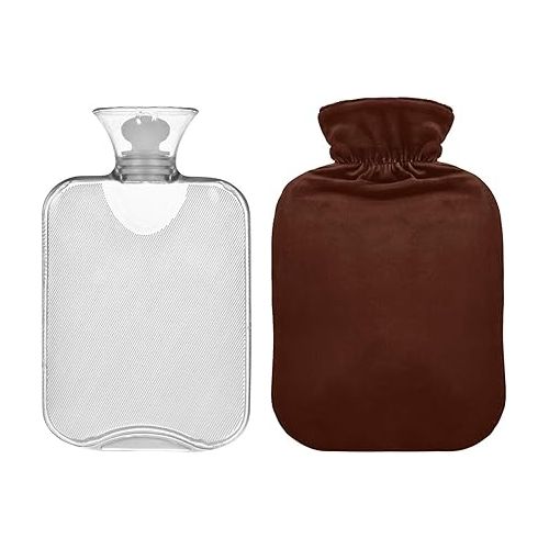  hot Water Bottle with Velvet Cover 2 Liter fashy Shoulder ice Pack for Injuries, Hand & Feet Warmer Black Bean