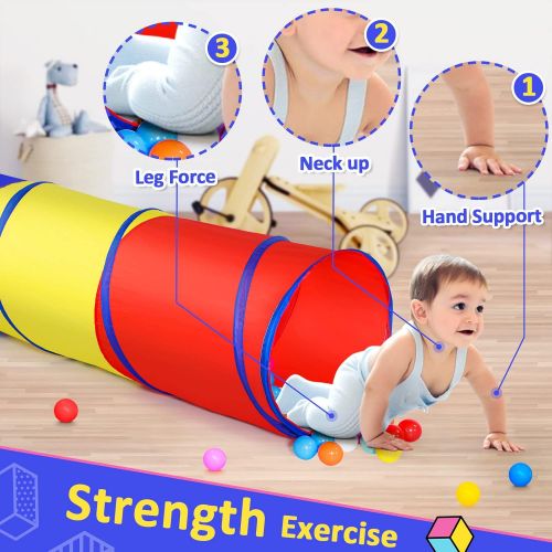  [아마존베스트]PigPigPen 6-ft Kids Tunnel for Toddlers, Pop Up Play Tunnel Tent for Babies or Dogs, Indoor & Outdoor Toys for Kids Backyard Playset. (Red,Yellow,Blue Play Tent)