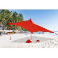 ABCCANOPY Beach Portable Sun Shelter for Beach, Camping Trips (7x7 FT, Red)