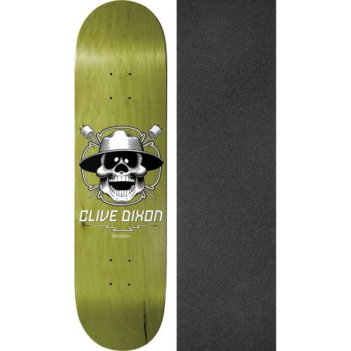 Warehouse Skateboards Birdhouse Skateboards Clive Dixon Skull Skateboard Deck - 8.5 x 32 with Black Magic Black Griptape - Bundle of 2 Items