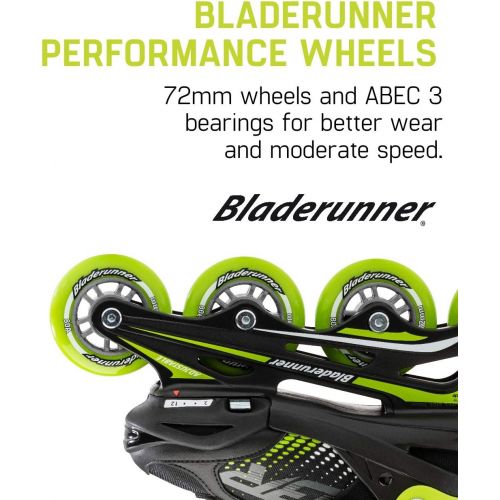 롤러블레이드 Bladerunner by Rollerblade Phoenix Boys Adjustable Fitness Inline Skate, Black and Green, Junior, Value Performance Inline Skates, 12j-2
