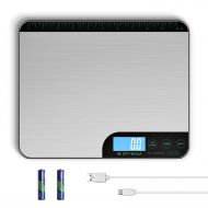 OFFNOVA Rechargeable Shipping Postal Scale for Packages, 66 lbs Durable Stainless Steel Digital Scale, with 10 Length Measuring Ruler and LCD Screen