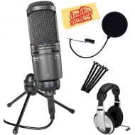 Audio-Technica AT2020USB+ Cardioid Condenser USB Microphone Bundle with Headphones, Pop Filter, Cable Ties, and Austin Bazaar Polishing Cloth