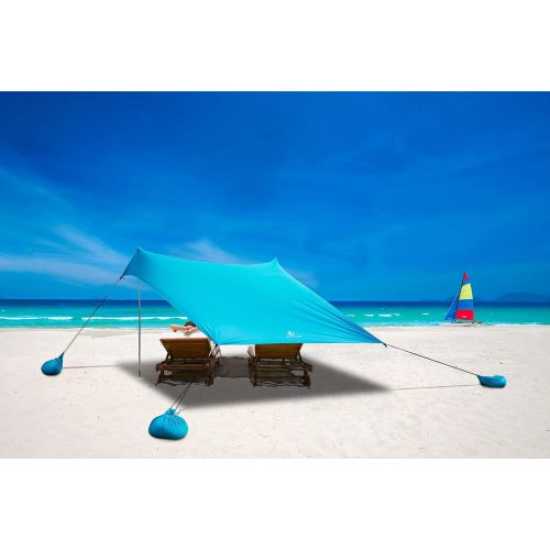  [아마존베스트]ALPHA CAMP Beach Shade Portable Canopy Sun Shelter with Sandbag Anchors - 7.6’ x 7.2’
