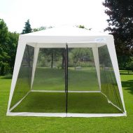 Quictent Outdoor Canopy Gazebo Party Wedding Tent Screen House Sun Shade Shelter with Fully Enclosed Mesh Side Wall (10x10/7.9x7.9, Beige)