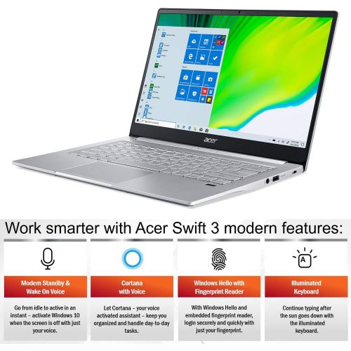 에이서 Acer Swift 3 Thin & Light Laptop, 14 Full HD IPS, AMD Ryzen 5 4500U Hexa Core Processor with Radeon Graphics, 8GB LPDDR4, 256GB NVMe SSD, WiFi 6, Backlit Keyboard, Fingerprint Read