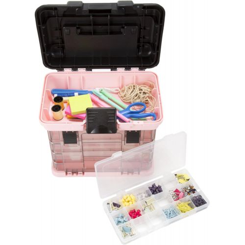  [아마존베스트]Stalwart 75-STO3183 Parts & Crafts Rack Style Tool Box with 4 Organizers, Pink