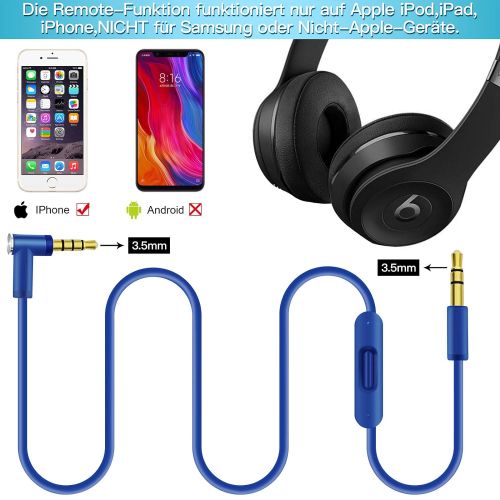  [아마존베스트]ALDOKE Replacement Audio Aux Cable Compatible with Beats Solo3 / Solo2 / Studio 3 / Studio 2 / Solo Pro Wireless Headphones, RemoteTalk Cable (Blue)