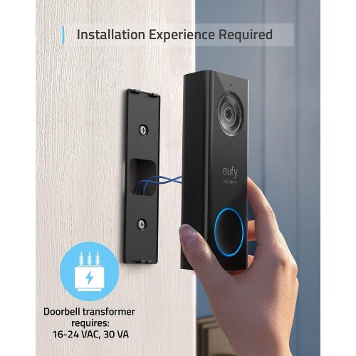  [아마존베스트]eufy Security, Wi-Fi Video Doorbell, 2K Resolution, No Monthly Fees, Secure Local Storage, Human Detection, 2-Way Audio, Free Wireless Chime-Requires Existing Doorbell Wires