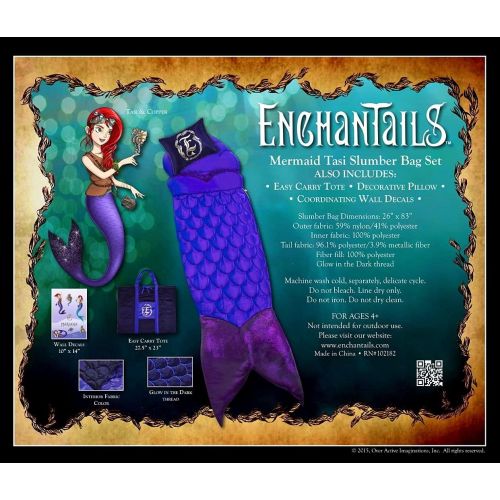  [아마존베스트]Enchantails - Mermaid Tail Sleeping Bag (Purple) - Includes: Bag, Pillow, & Case
