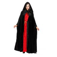 Charades Beautiful BLACK Crushed Panne Velvet Hooded Cloak - Beautiful and Practical Renaissance Cloak, Gothic or even Dickens!