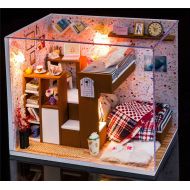 Saumota Handmade Wood Material DIY Mini House Room Led Light Miniature Dollhouse Kit Furniture...