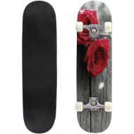 Mulluspa Classic Concave Skateboard Roses Over Fence Longboard Maple Deck Extreme Sports and Outdoors Double Kick Trick for Beginners and Professionals