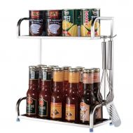 Boyang 2-floor Floor Kitchen Racks, 304 Stainless Steel Sauce Rack Storage Rack Holder, W40D15H41cm