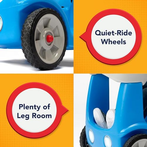  Simplay3 Roll and Stroll Quiet Ride-On Toddler Toy Push Car, with Seatbelt, for Toddlers Ages 1.5-4 yrs., Blue