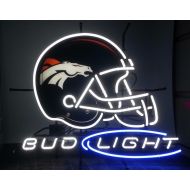 DESUNG Desung 20x16 Denver Sports Team Bronco Bud-Light Helmet Neon Sign (MultipleSizes) Man Cave Sports Bar Pub Beer Glass Light Lamp CX44